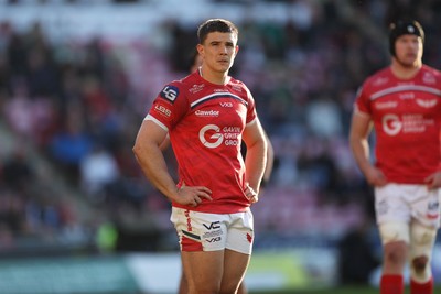 180426 - Scarlets v Cardiff Rugby - United Rugby Championship - Joe Hawkins of Scarlets 
