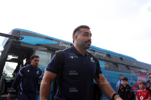180426 - Scarlets v Cardiff Rugby - United Rugby Championship - Liam Belcher of Cardiff arrives at the stadium