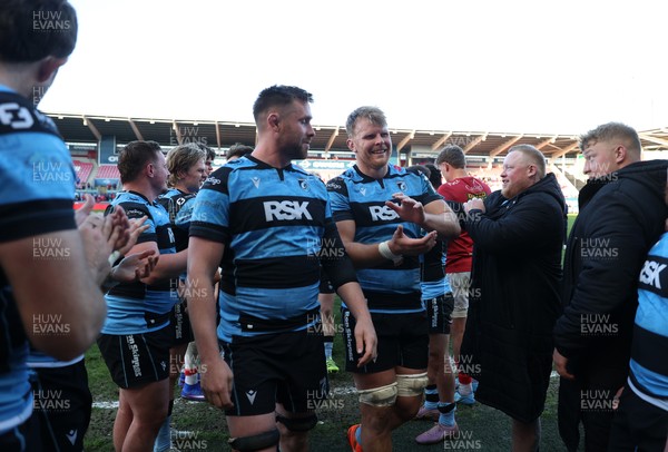 180426 - Scarlets v Cardiff Rugby - United Rugby Championship - Josh McNally of Cardiff at full time