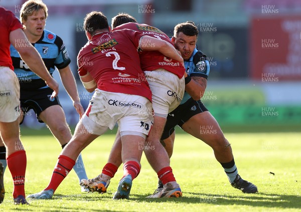 180426 - Scarlets v Cardiff Rugby - United Rugby Championship - Javan Sebastian of Cardiff 