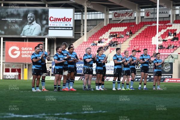 180426 - Scarlets v Cardiff Rugby - United Rugby Championship - Cardiff observe a minutes applause for Christopher Solomon