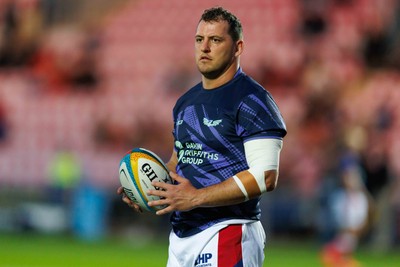 260926 - Scarlets v Cardiff Rugby - United Rugby Championship - Ryan Elias of Scarlets warms up ahead of the match