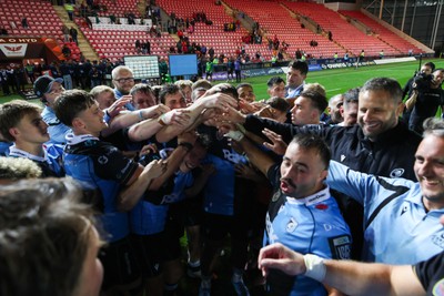 260926 - Scarlets v Cardiff Rugby - United Rugby Championship - Cardiff huddle at the end of the match