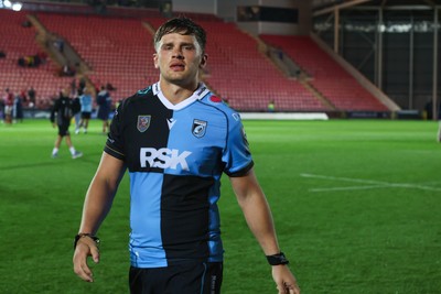 260926 - Scarlets v Cardiff Rugby - United Rugby Championship - Alex Mann of Cardiff at the end of the match