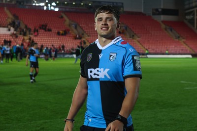260926 - Scarlets v Cardiff Rugby - United Rugby Championship - Alex Mann of Cardiff at the end of the match