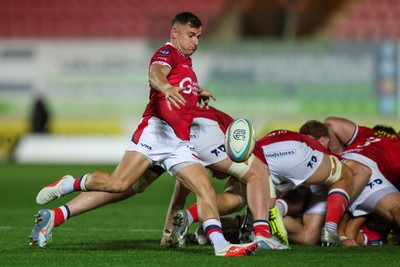 260926 - Scarlets v Cardiff Rugby - United Rugby Championship - Dane Blacker of Scarlets kicks the ball