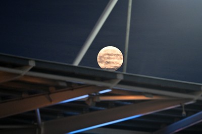 260926 - Scarlets v Cardiff Rugby - United Rugby Championship - A full moon over Parc Y Scarlets