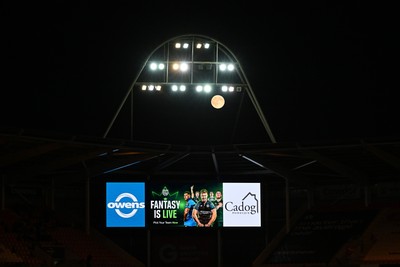 260926 - Scarlets v Cardiff Rugby - United Rugby Championship - A full moon over Parc Y Scarlets