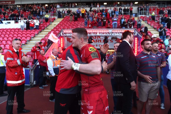 050518 - Scarlets v Cheetahs - Guinness PRO14 - Scott Williams at the end of the game