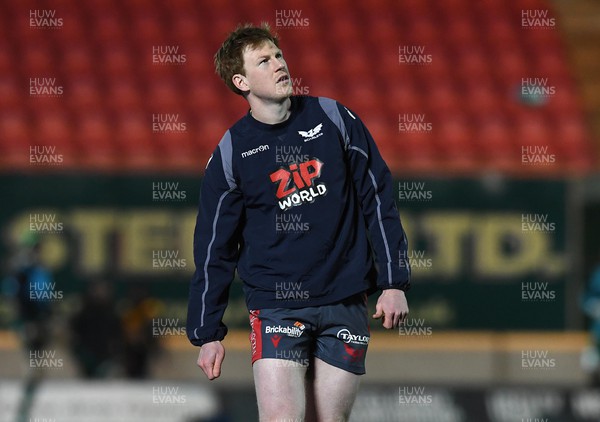 190222 - Scarlets v Connacht - United Rugby Championship - Rhys Patchell of Scarlets during the warm up