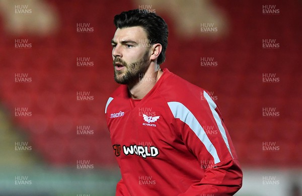 190222 - Scarlets v Connacht - United Rugby Championship - Johnny Williams of Scarlets during the warm up