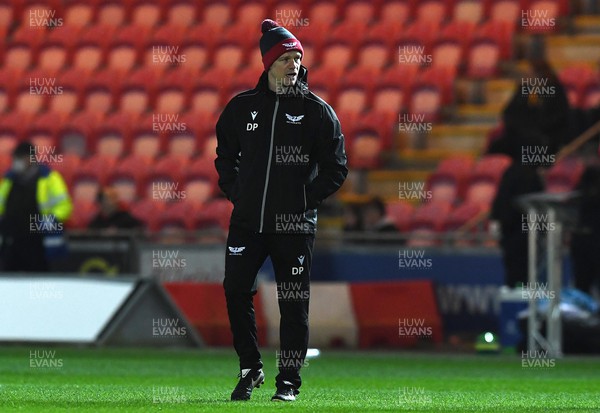 190222 - Scarlets v Connacht - United Rugby Championship - Scarlets head coach Dwayne Peel during the warm up