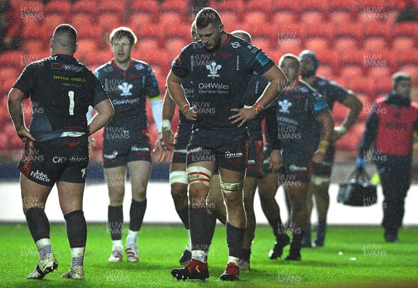 190222 - Scarlets v Connacht - United Rugby Championship - Morgan Jones of Scarlets looks dejected