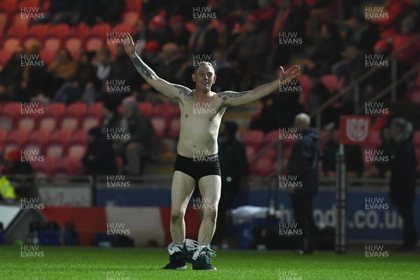 190222 - Scarlets v Connacht - United Rugby Championship - A pitch invader during the game