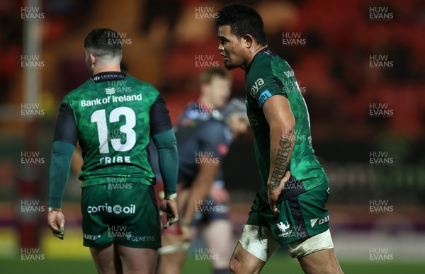 190222 - Scarlets v Connacht - United Rugby Championship - Leva Fifita of Connacht is given a yellow card