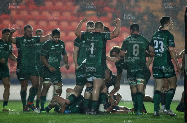 190222 - Scarlets v Connacht - United Rugby Championship - Connacht celebrate the victory