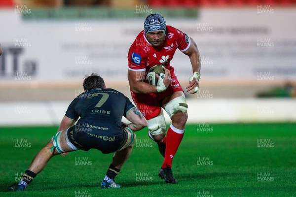220321 - Scarlets v Connacht - Guinness PRO14 -  Sione Kalamafoni of Scarlets on the attack