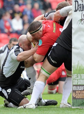 25.04.10 -  Scarlets v Connacht - Magners League - Rhys Thomas of Scarlets drives through to score try. 