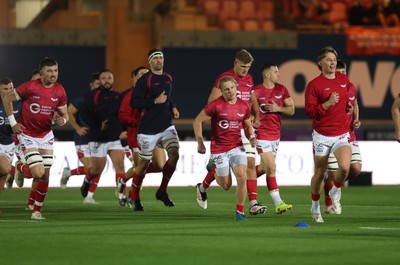 101025 - Scarlets v DHL Stormers, United Rugby Championship - Scarlets players warm up ahead of the match