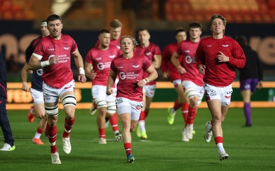101025 - Scarlets v DHL Stormers, United Rugby Championship - Scarlets players warm up ahead of the match