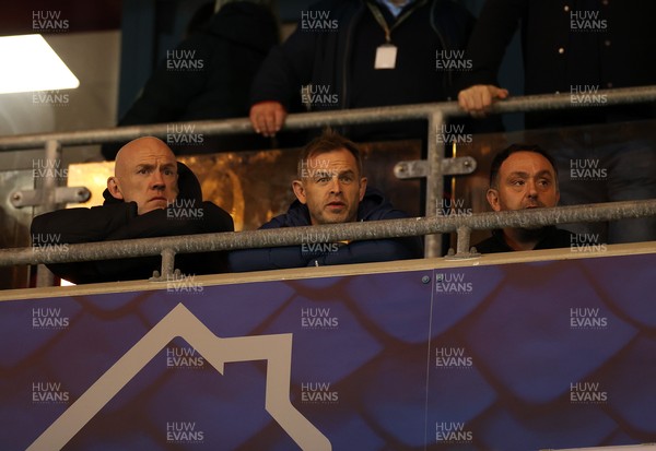 101025 - Scarlets v DHL Stormers - United Rugby Championship - Wales Coaching Staff Steve Tandy, Danny Wilson and Matt Sherratt watch the game