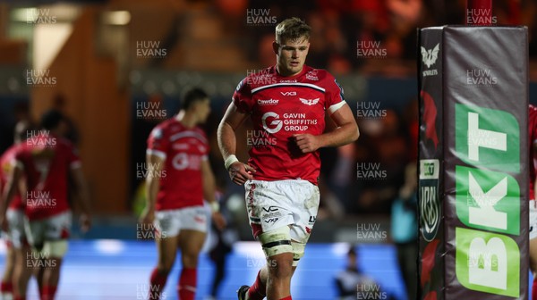 101025 - Scarlets v DHL Stormers, United Rugby Championship -Taine Plumtree of Scarlets leaves the pitch after being shown a yellow card