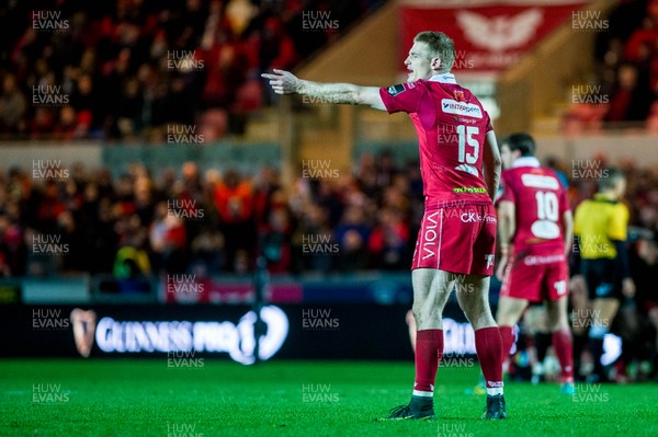 050119 - Scarlets v Dragons - Guinness PRO14 - Johnny McNicholl of Scarlets reacts during the game 