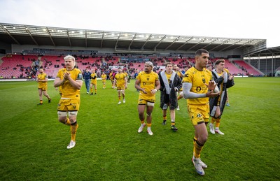 160526 - Scarlets v Dragons RFC, United Rugby Championship - Dragons players applaud the fans at the end of the match