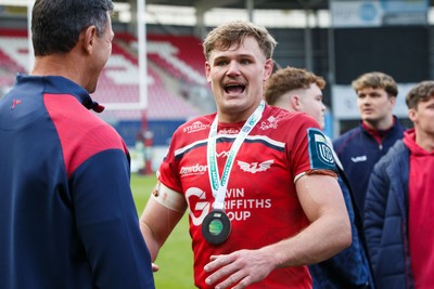 160526 - Scarlets v Dragons RFC - United Rugby Championship - Player of the Match Taine Plumtree of Scarlets at the end of the match