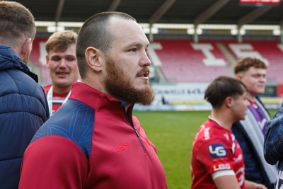 160526 - Scarlets v Dragons RFC - United Rugby Championship - Marnus van de Merwe of Scarlets at the end of the match