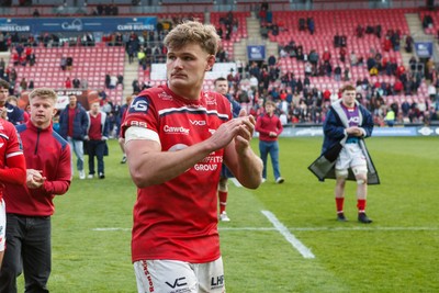 160526 - Scarlets v Dragons RFC - United Rugby Championship - Taine Plumtree of Scarlets applauds the fans at the end of the match