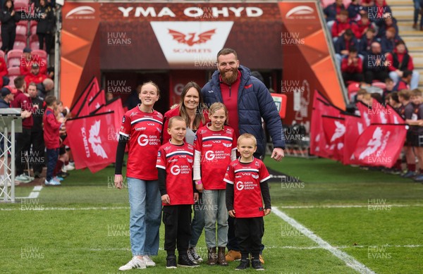 160526 - Scarlets v Dragons RFC, United Rugby Championship - Scarlets Jake Ball and his family are applauded by the fans as he leaves the club at the end of the season