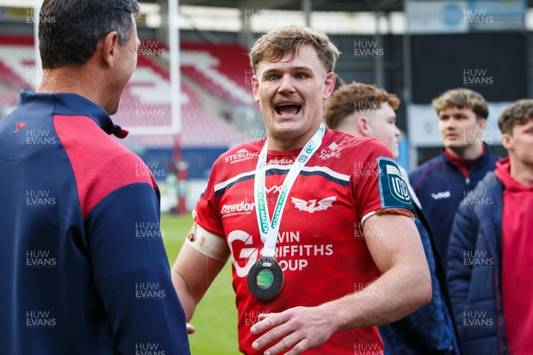 160526 - Scarlets v Dragons RFC - United Rugby Championship - Player of the Match Taine Plumtree of Scarlets at the end of the match