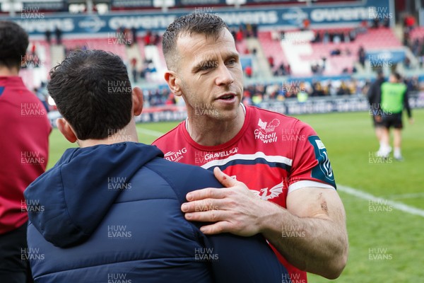 160526 - Scarlets v Dragons RFC - United Rugby Championship - Gareth Davies of Scarlets at the end of the match