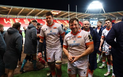 190124 - Scarlets v Edinburgh Rugby, EPCR Challenge Cup - Hamish Watson of Edinburgh and Grant Gilchrist of Edinburgh leave the pitch at the end of the match