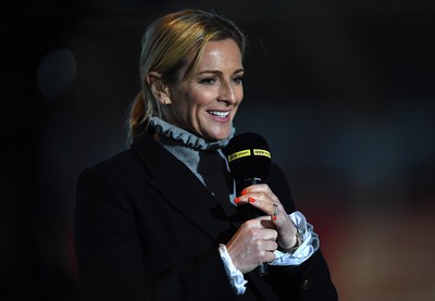 011021 - Scarlets v Emirates Lions - United Rugby Championship - BBC Wales Scrum V presenter Gabby Logan