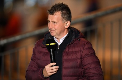 011021 - Scarlets v Emirates Lions - United Rugby Championship - BBC Wales Scrum V pundit Nigel Owens