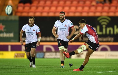 011021 - Scarlets v Emirates Lions - United Rugby Championship - Jordan Hendrikse of Lions kicks at goal