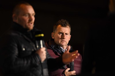 011021 - Scarlets v Emirates Lions - United Rugby Championship - BBC Wales Scrum V pundits Ken Owens and Nigel Owens