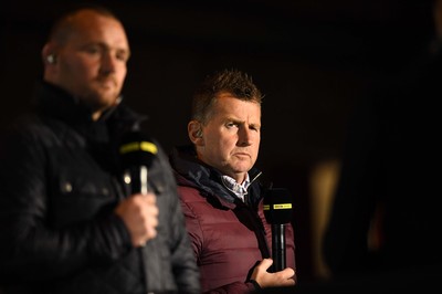 011021 - Scarlets v Emirates Lions - United Rugby Championship - BBC Wales Scrum V pundits Ken Owens and Nigel Owens