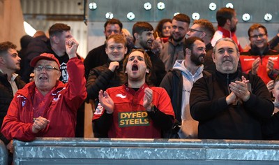 011021 - Scarlets v Emirates Lions - United Rugby Championship - Scarlets supporters celebrate win