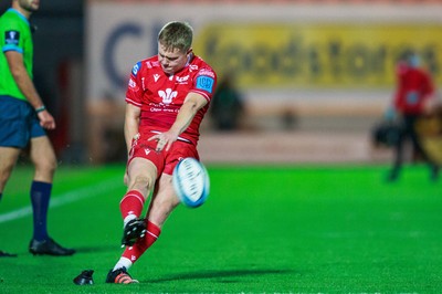 011021 - Scarlets v Emirates Lions - United Rugby Championship - Sam Costelow of Scarlets kicks a conversion