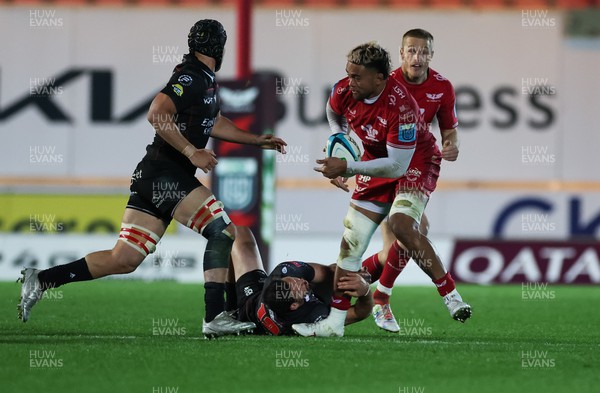 111123 - Scarlets v Emirates Lions, United Rugby Championship - Vaea Fifita of Scarlets looks to break away
