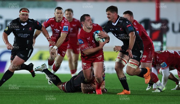 111123 - Scarlets v Emirates Lions, United Rugby Championship - Ryan Elias of Scarlets looks to break away