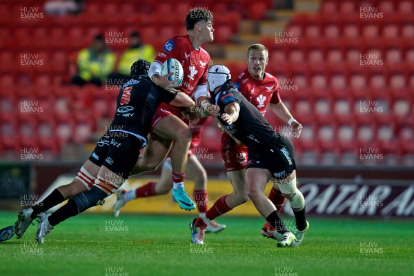 111123 - Scarlets v Emirates Lions - United Rugby Championship - Eddie James of Scarlets on the attack