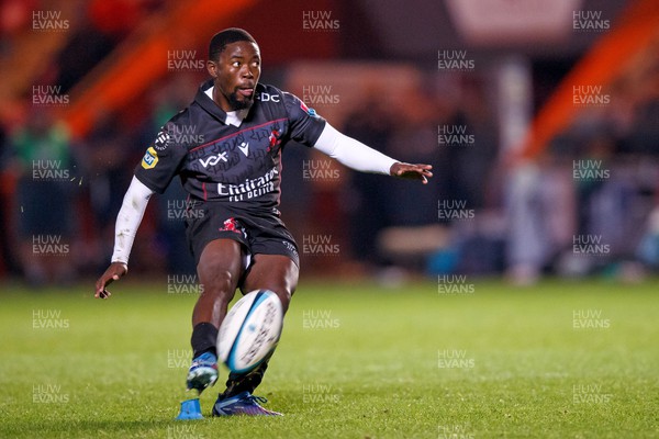111123 - Scarlets v Emirates Lions - United Rugby Championship - Sanele Nohamba of Lions kicks a conversion
