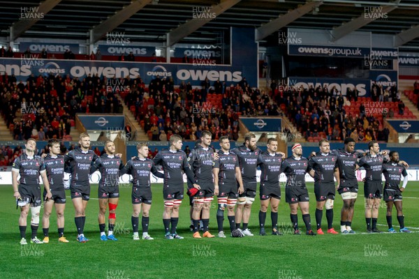 111123 - Scarlets v Emirates Lions - United Rugby Championship - Lions observe a moment of silence for Remembrance Day