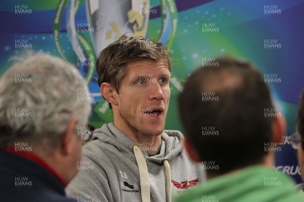 081212 Scarlets v Exeter Chiefs - Heineken Cup - Scarlets' Coach Simon Easterby talks to the press after the game 