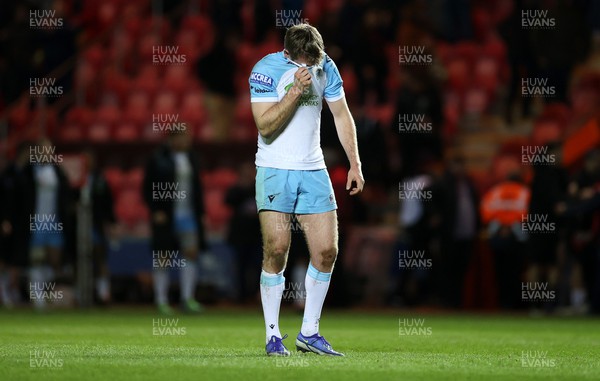 050322 - Scarlets v Glasgow - United Rugby Championship - Dejected Stafford McDowall of Glasgow at full time