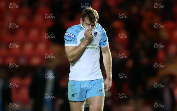 050322 - Scarlets v Glasgow - United Rugby Championship - Dejected Stafford McDowall of Glasgow at full time